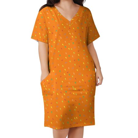 (G) Baggy Dress - Dark Orange FL Pattern