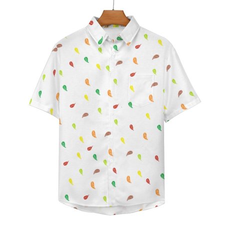 Faux Linen Short Sleeve Shirt with Pocket - White FL Pattern