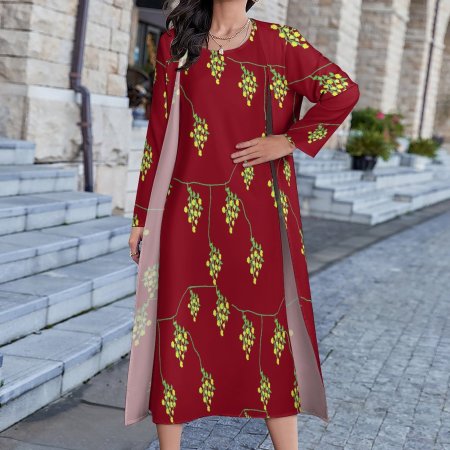 (GI) Long Dress Set - Spring Series Maroon