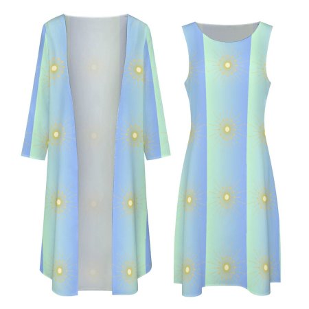 (GI) Gradient Blue Shade ROL Dress Set