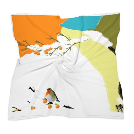 (GI) Riot of Colors Silk Satin Scarf - Bird Series 1