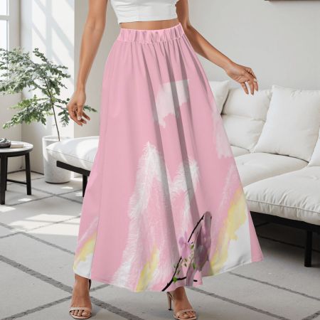 (G) Riot of Colors Bird Series 2 - Satin Silk Skirt (Pink)