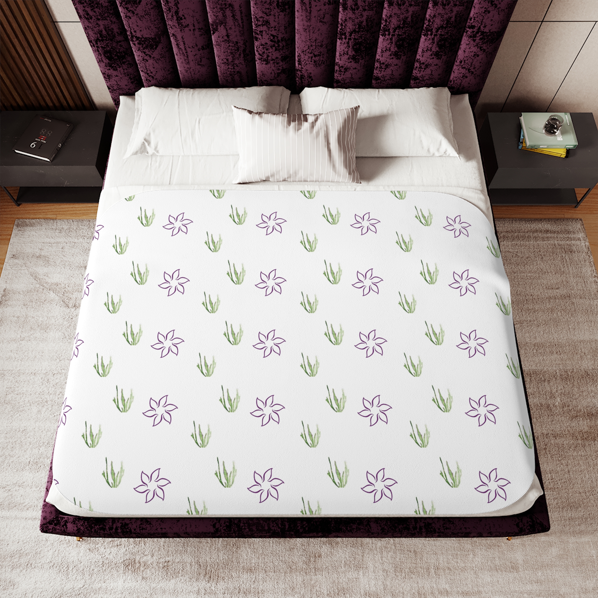 Floral Lavendar -Sherpa Blanket, Two Colors - Image 24