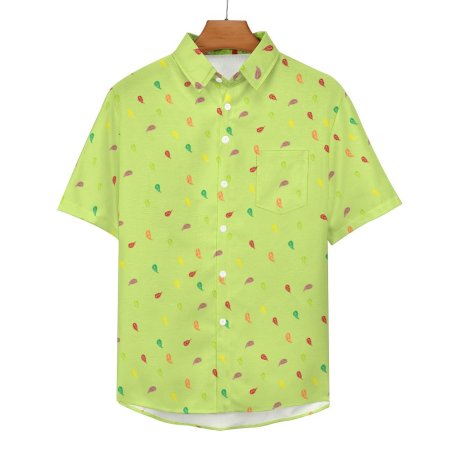 (GI) Faux Linen Short Sleeve Shirt with Pocket - FL Green