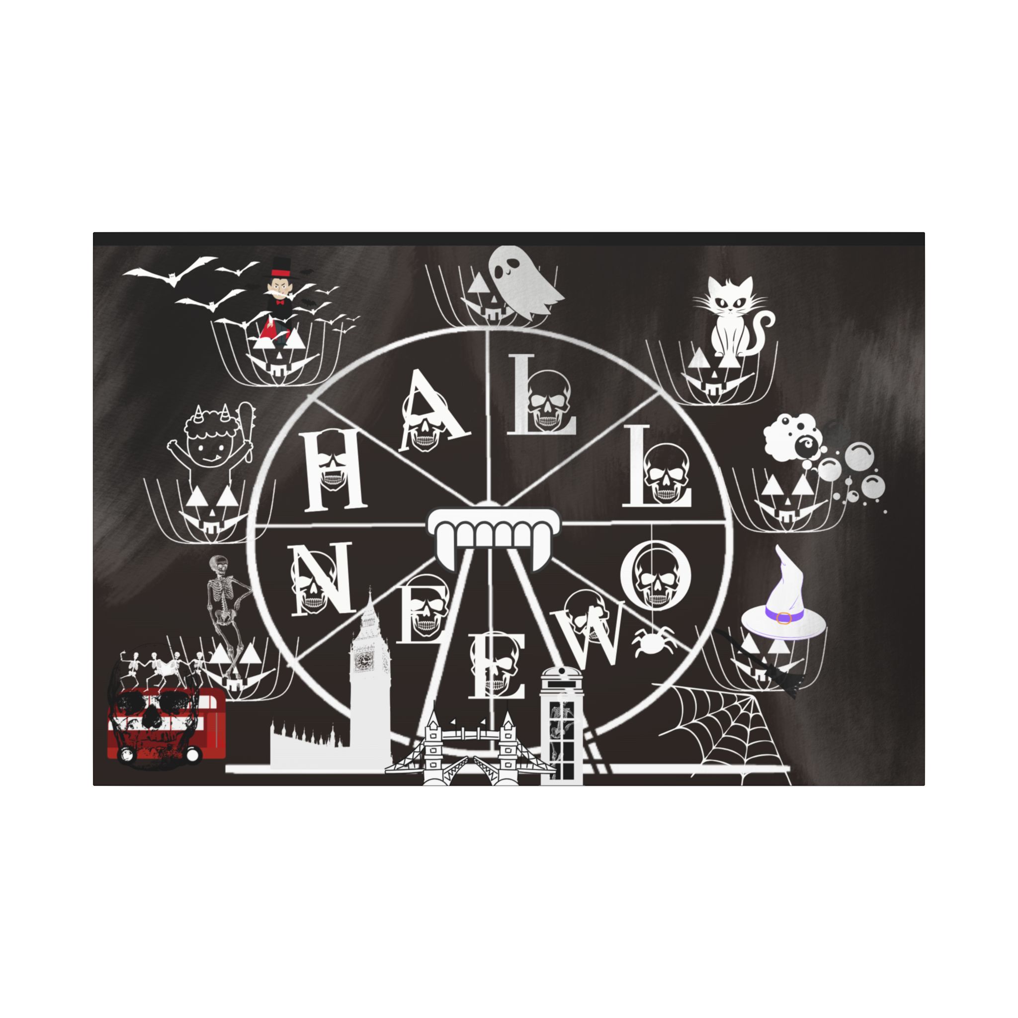 Halloween Wheel of London (Black) Canva Matte - Image 5