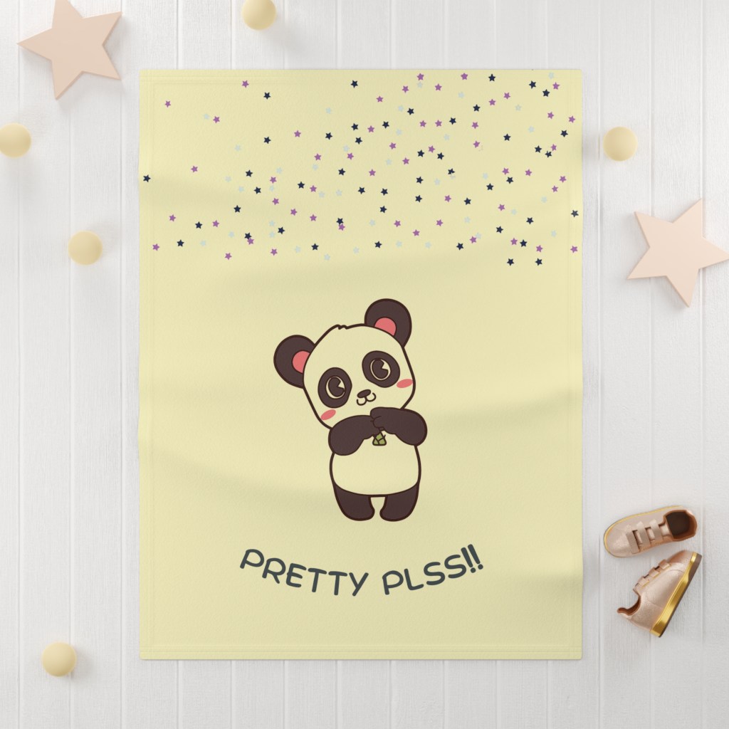 Panda - Cream -Soft Fleece Baby Blanket