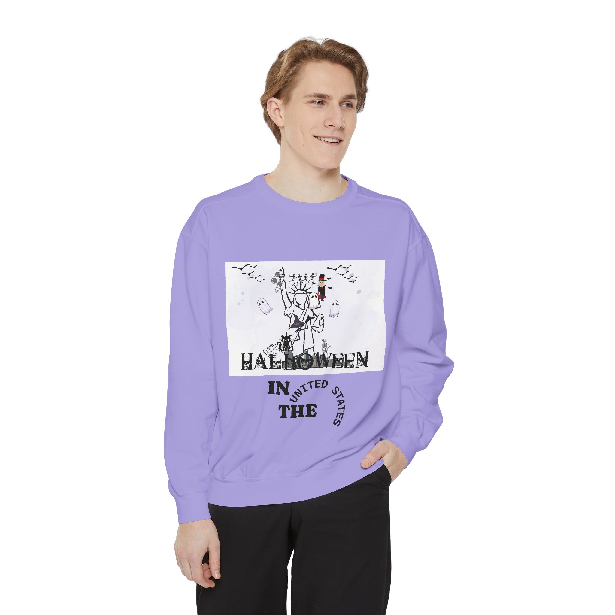 Halloween In USA - Unisex Garment-Dyed Sweatshirts - Image 7