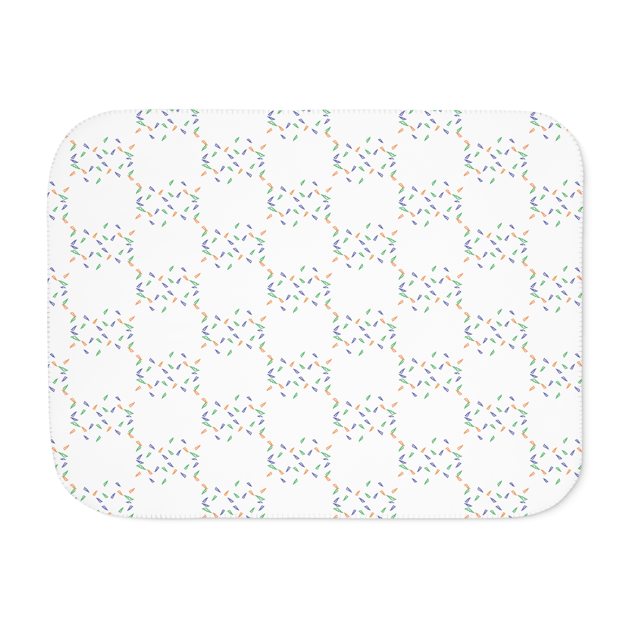 Just Colors - Block Print - White -Sherpa Blanket, Two Colors - Image 2