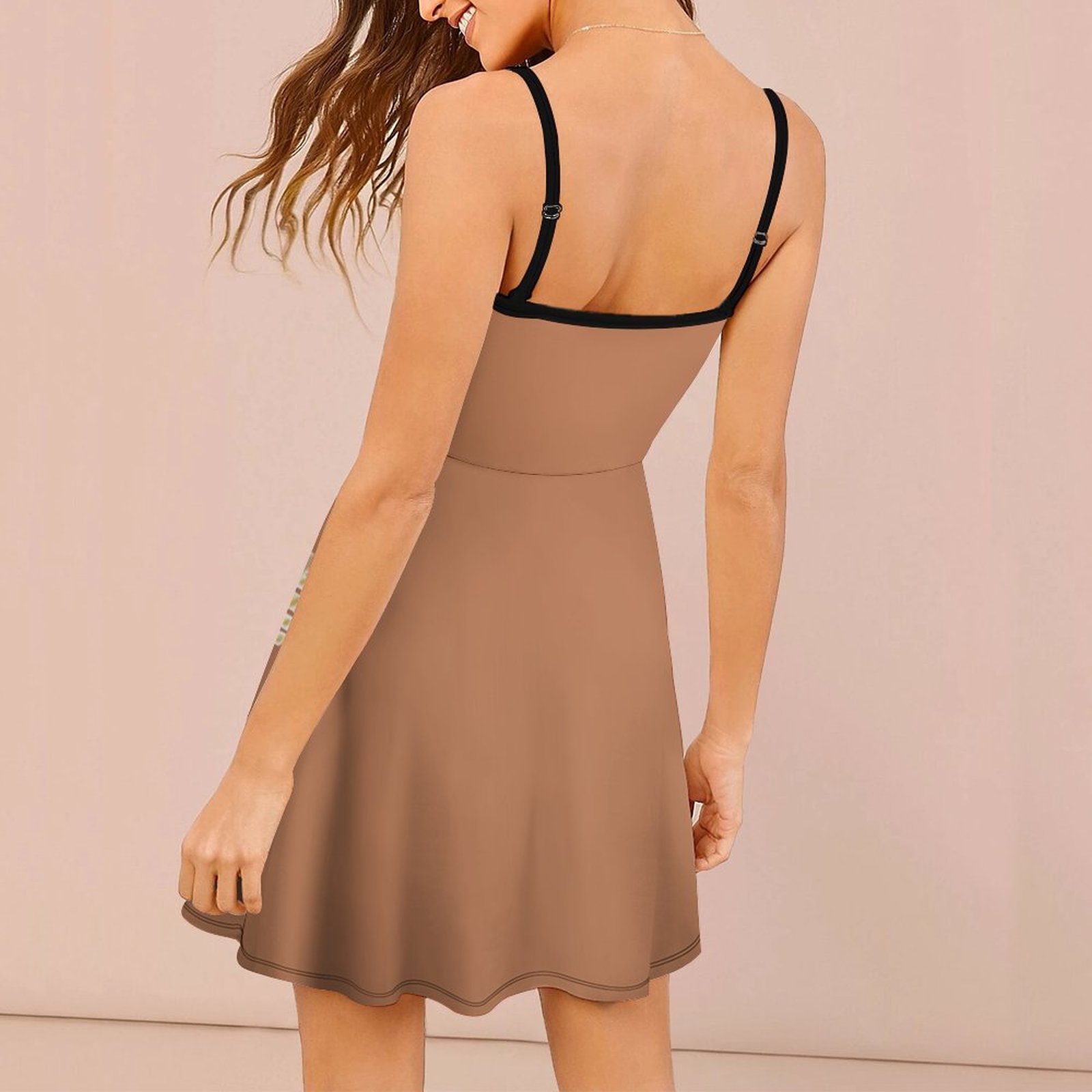 (GI) Jewel Floral Pattern - Spaghetti Dress (Chocolate Brown) - Image 2