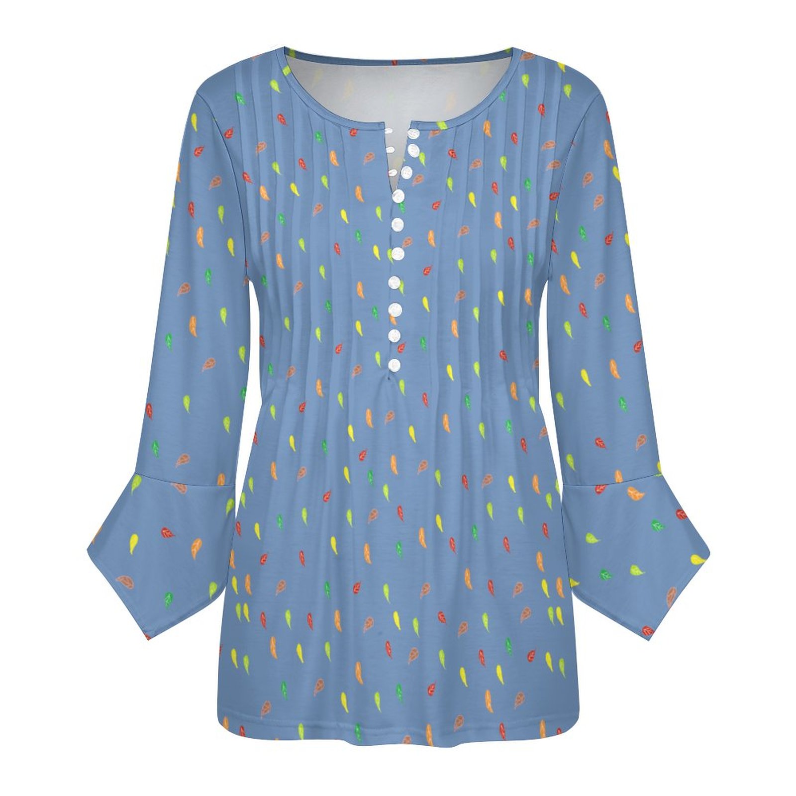 FL - Navy Blue V-neck Women Kurta - Image 3