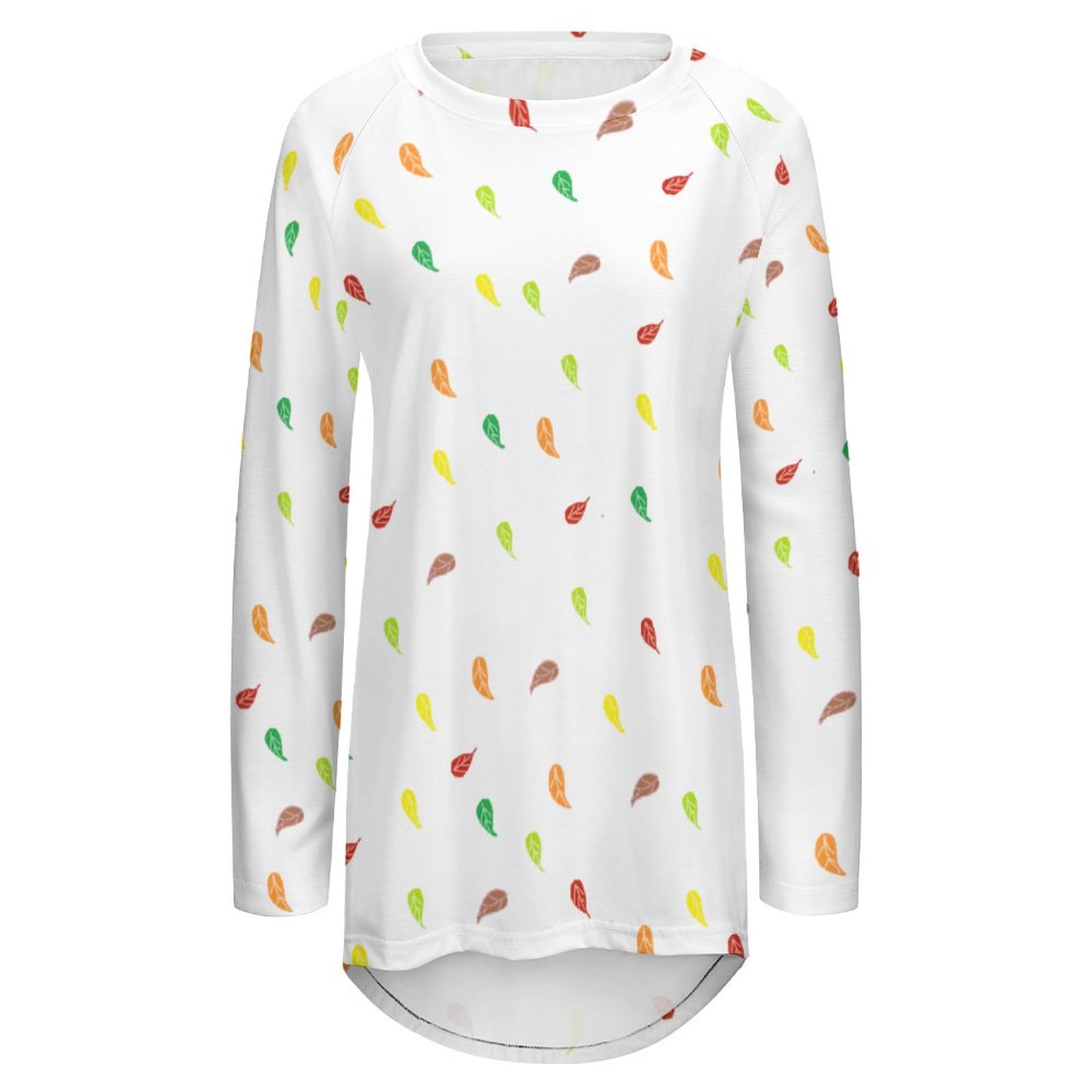 WHITE FL -Pattern - Long Sleeve U-Neck T-Shirts - Image 5