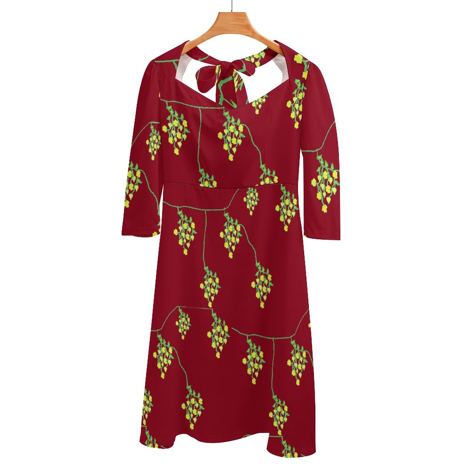 (G) Spring Series Maroon - Summer Sweet Bowknot Dress - Image 5