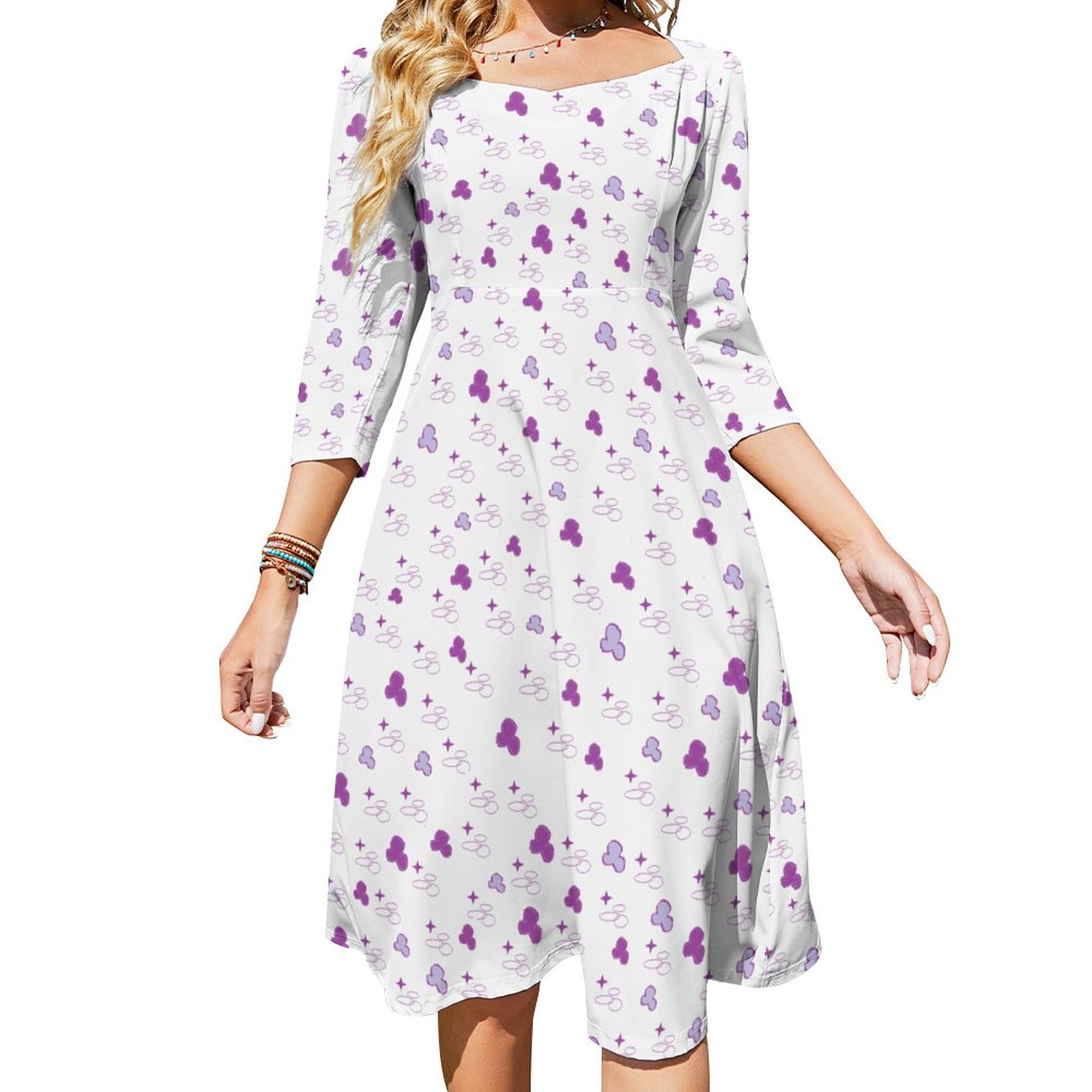 (G) Naan Prints -White Summer Sweet Bowknot Dress - Image 2