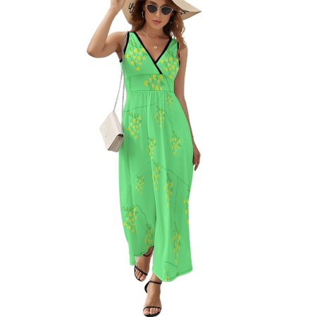 (GI) Spring Series 01 Green- V Neck Sleeveless Dress