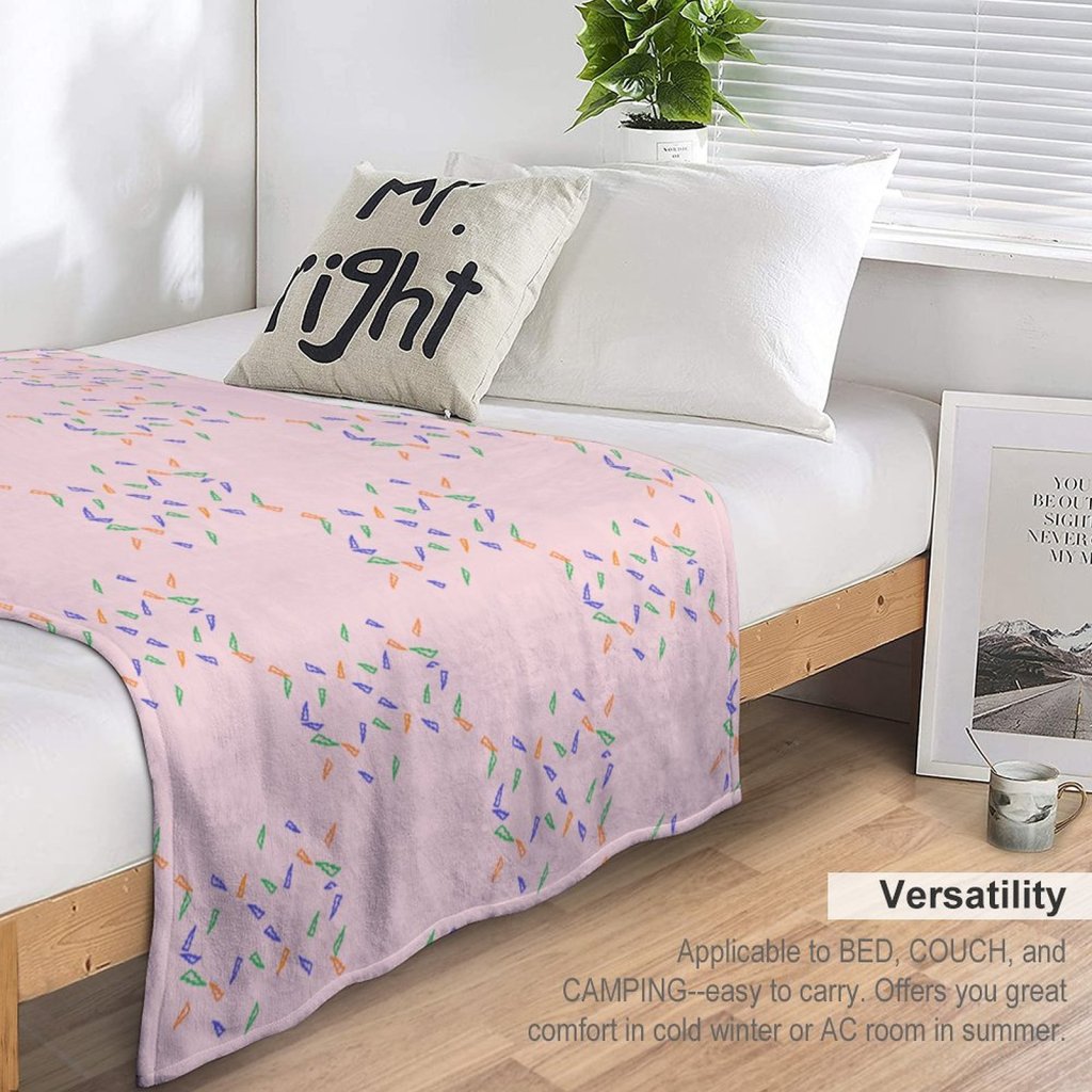 Flannel Blanket-70"x80" (Dual-sided Printing) - Pale Pink