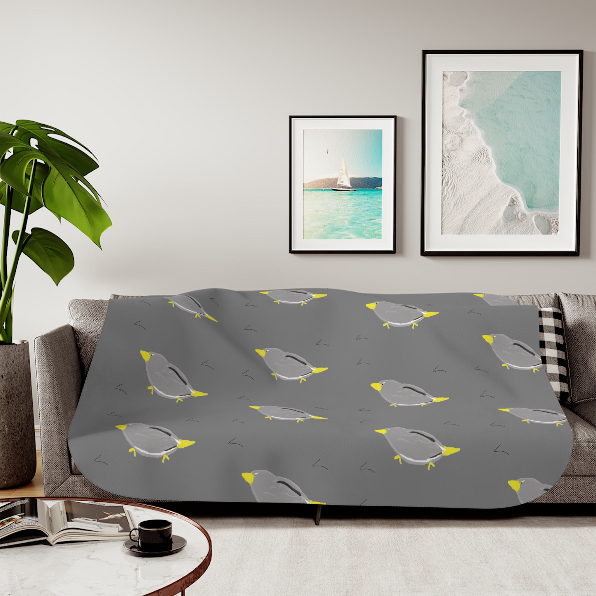 "Birds Nature Inspired" prints Sherpa Blanket, Two Colors - Image 23