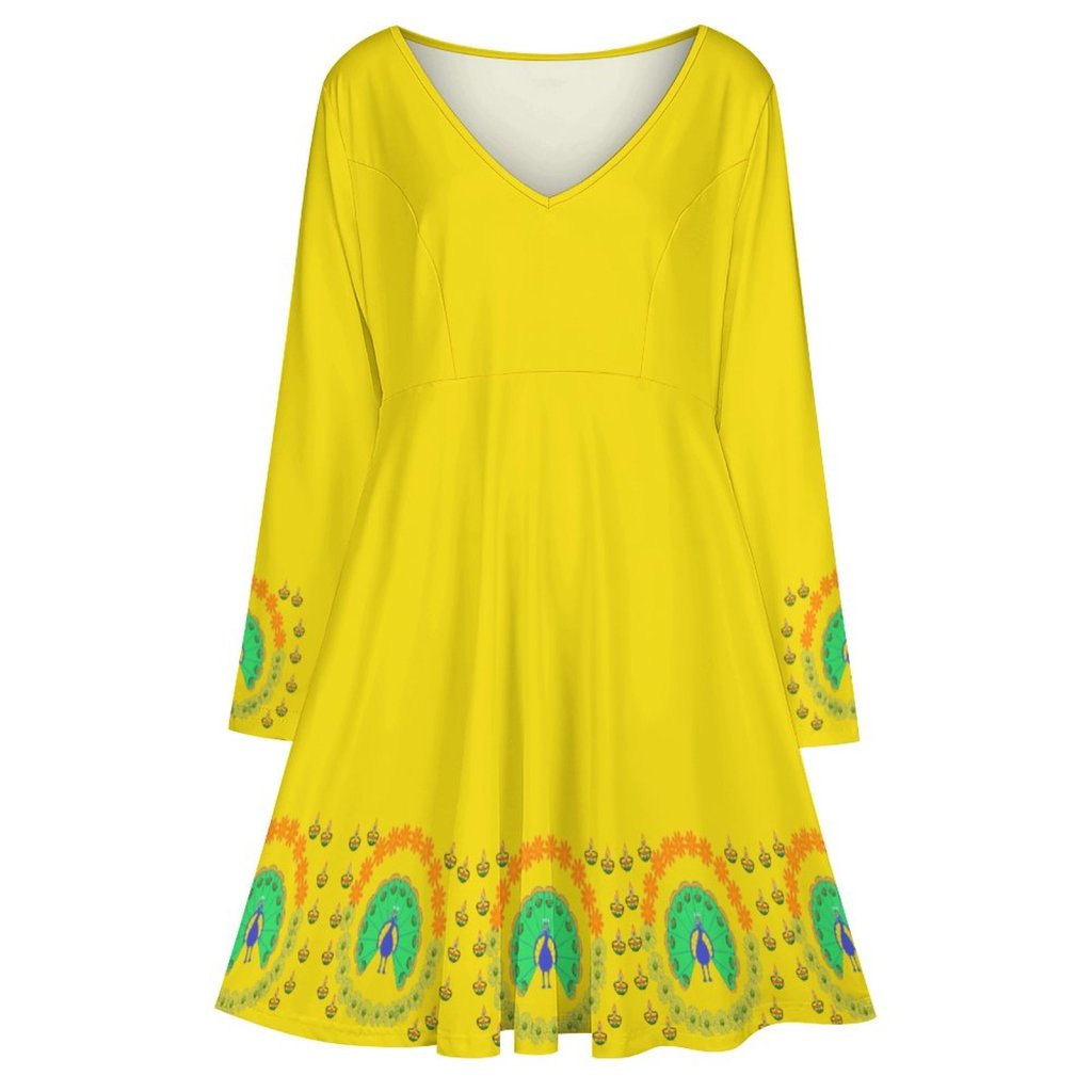 (GI) Peacock Print Design -Plus Size Dress (Bottom Prints)