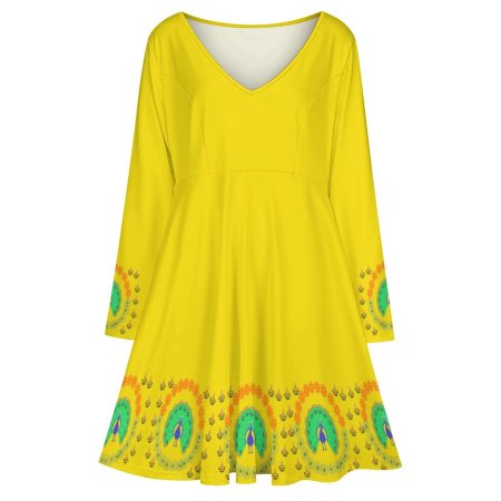 (GI) Peacock Print Design -Plus Size Dress (Bottom Prints)