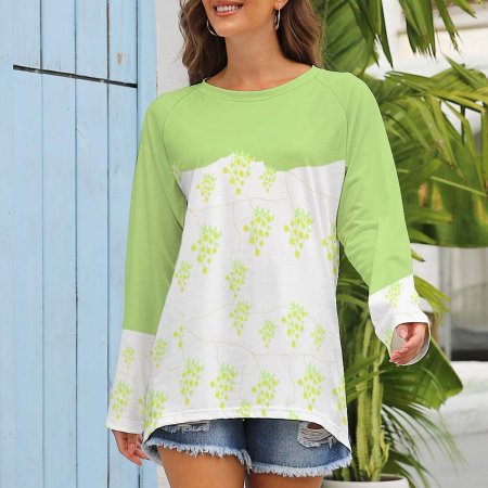 (G) SS - Green -Custom Women's Long Sleeve U-Neck T-Shirts