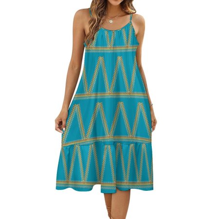 (GI) Ethnic Jewel Pattern Spaghetti Strap Dress