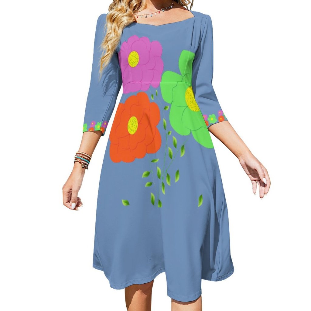 (G) Roses Pattern Summer Sweet Bowknot Dress