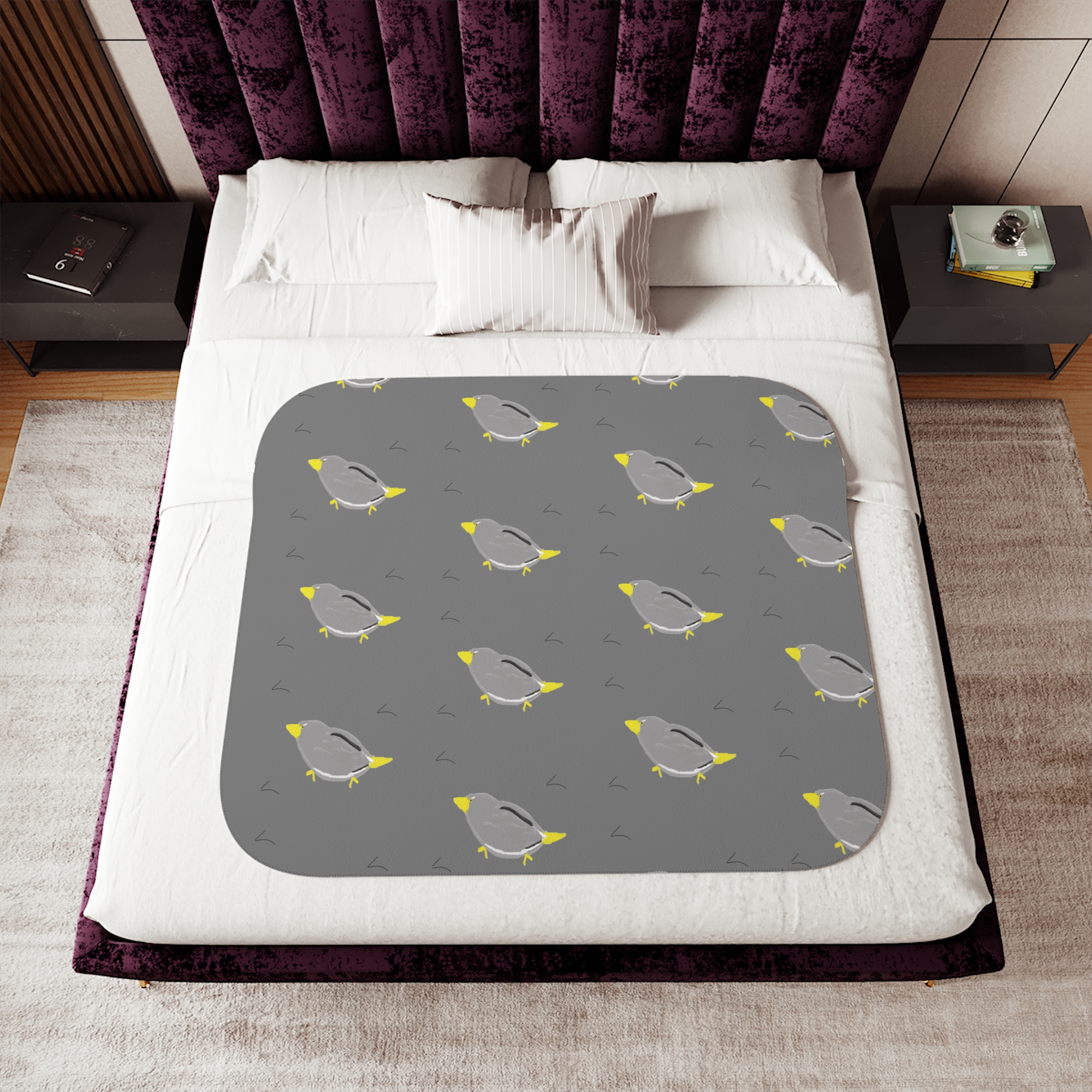 "Birds Nature Inspired" prints Sherpa Blanket, Two Colors - Image 16