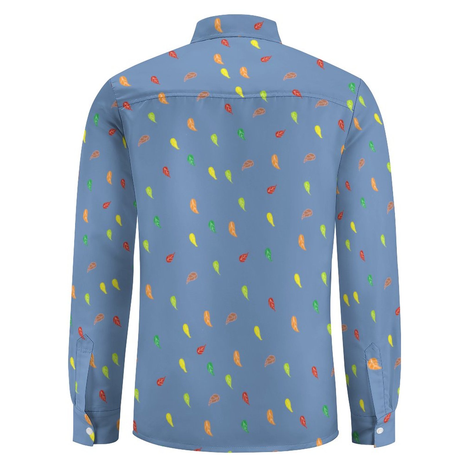 (GI)FL Navy Blue - Faux Linen Men Long Sleeve Shirt with Pocket - Image 4