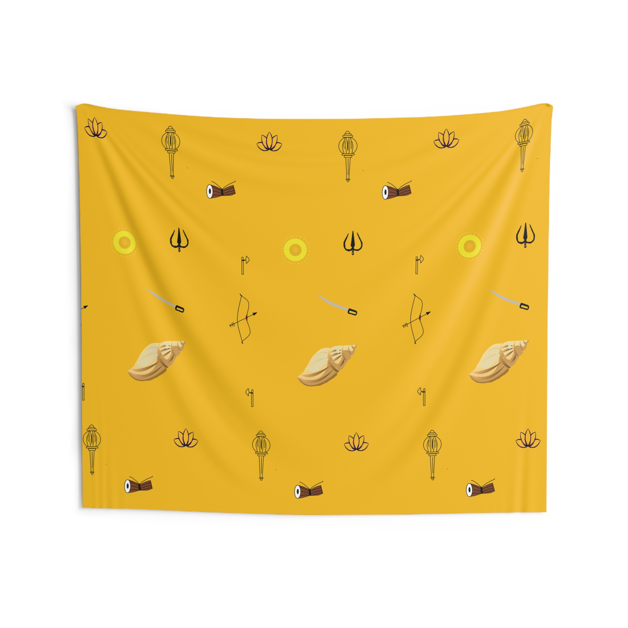 Bohemian Yellow Wall Tapestry - Vishnu Astra Series - Yellow - Indian Theme - Image 3