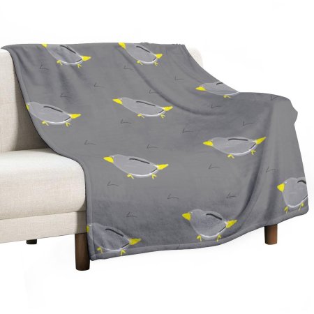 Flannel Blanket-70"x80" (Dual-sided Printing) - Grey Bird Pattern