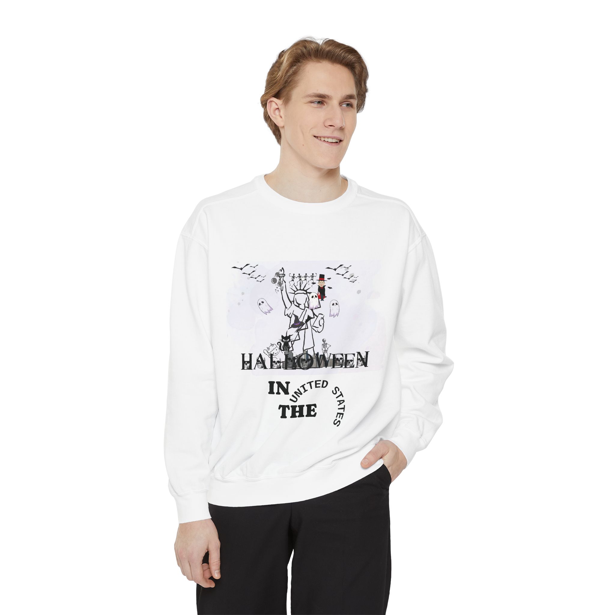 Halloween In USA - Unisex Garment-Dyed Sweatshirts - Image 3