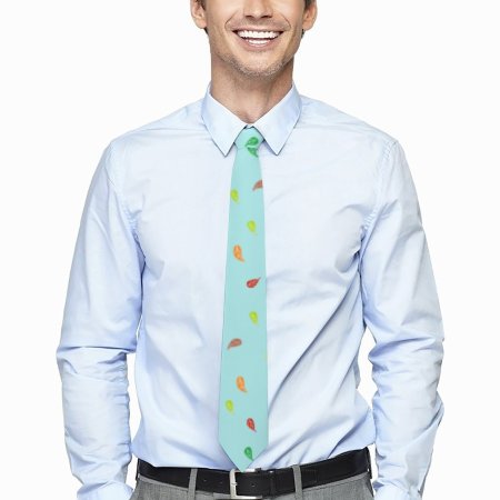 Men's Formal Tie2 - Blue Leaves Pattern