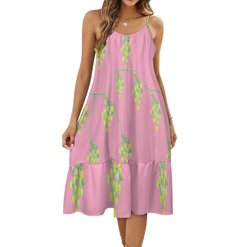 (GI) Spring Floral (PNK) Spaghetti Strap Dress