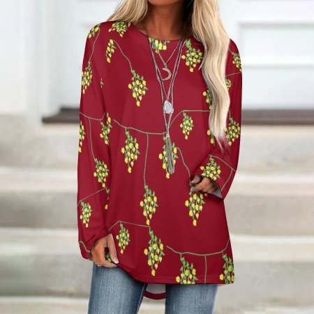 (G) Maroon - Spring Series - Long Sleeve U-Neck T-Shirts