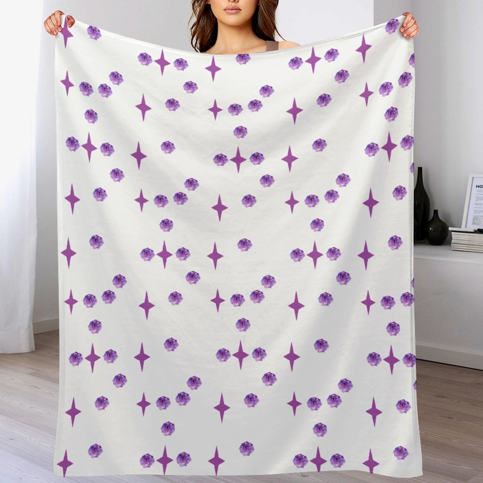 Flannel Blanket-70"x80" (Dual-sided Printing) - Geometric (White) - Image 5