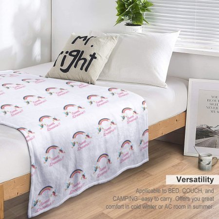 Flannel Blanket-70"x80" (Dual-sided Printing) - Sweet Dreams - White
