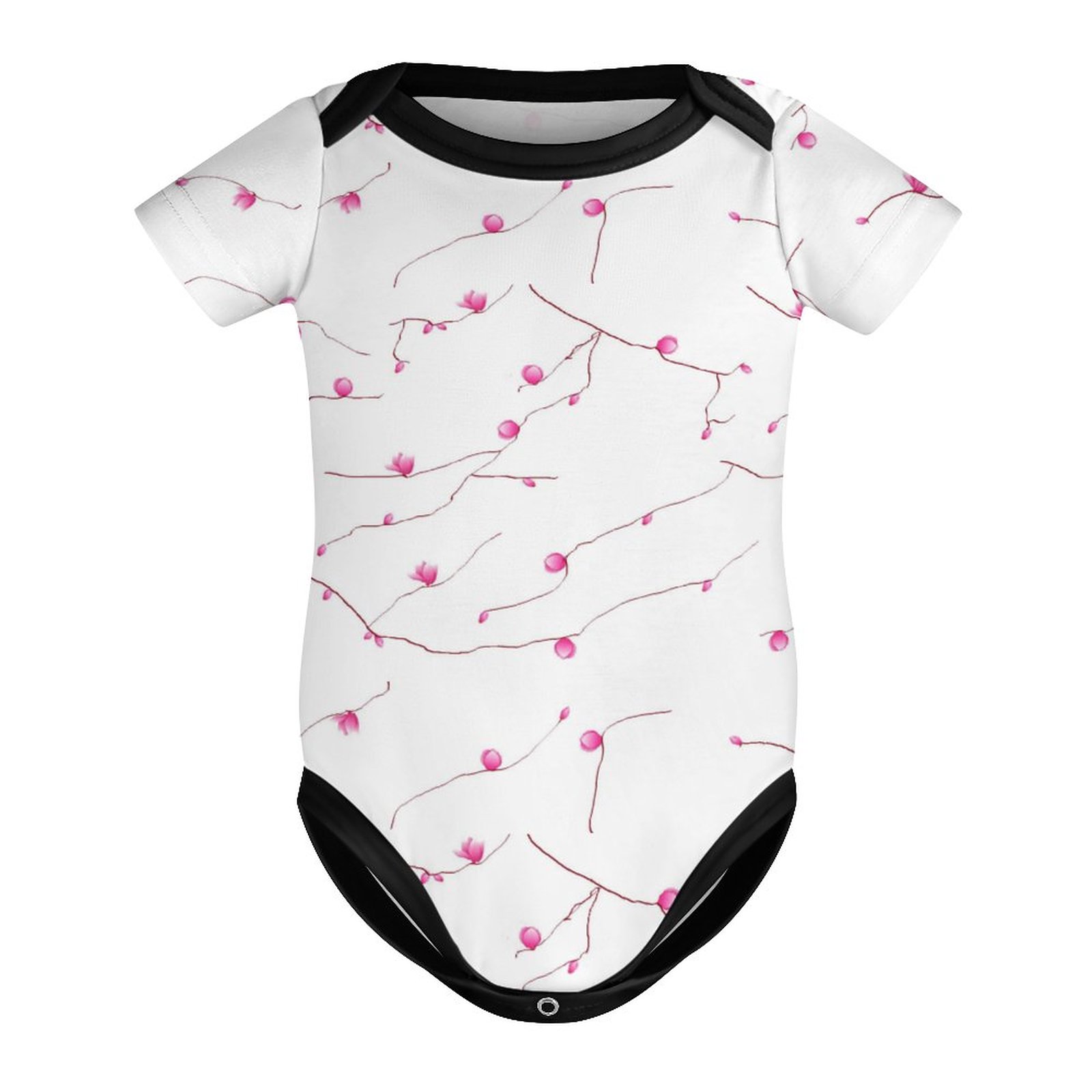 Pink Tree Faux Cotton Short Sleeve Baby Romper - Image 5