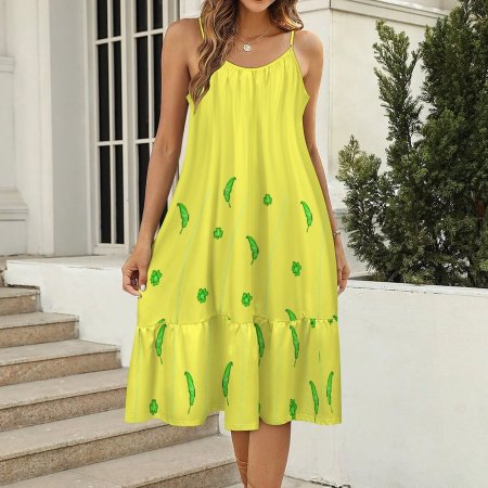(GI) Sunshine -Butterflies & Flower bottom prints-Spaghetti Strap Dress