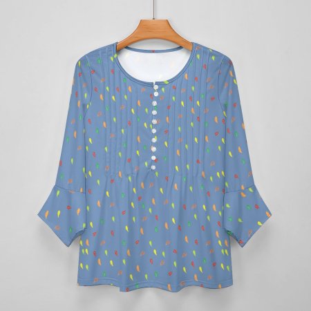 FL - Navy Blue V-neck Women Kurta