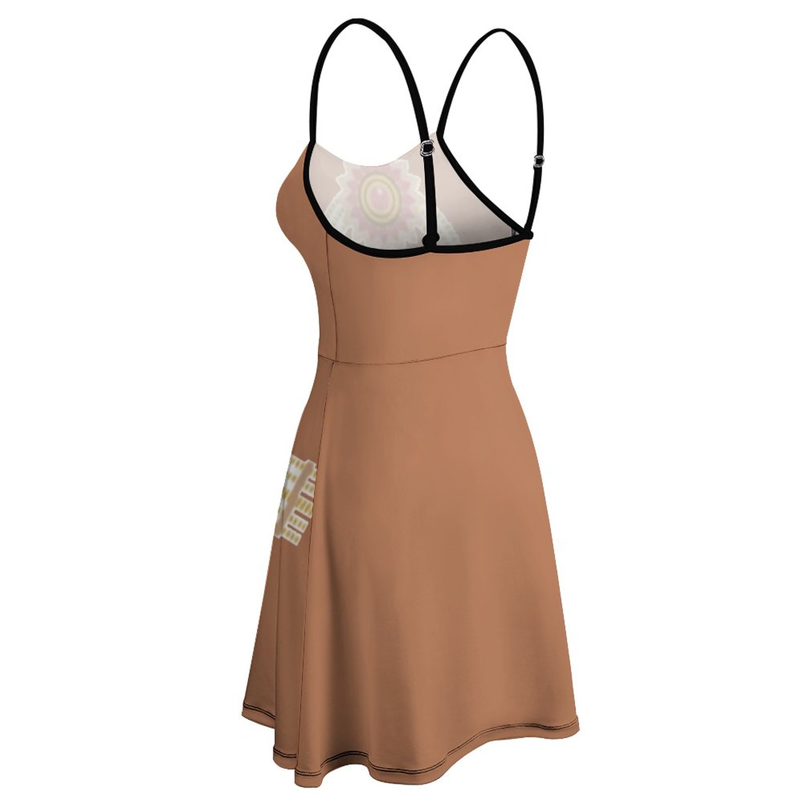 (GI) Jewel Floral Pattern - Spaghetti Dress (Chocolate Brown) - Image 5