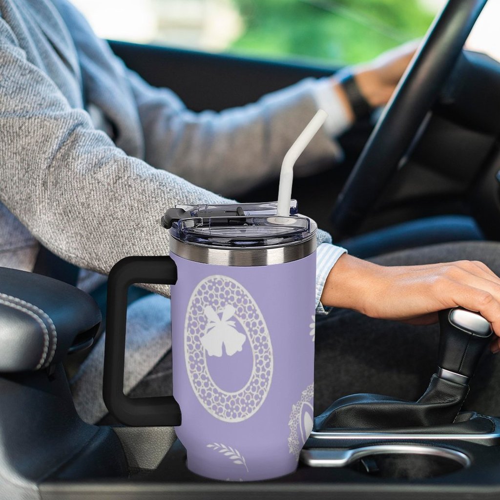 40oz Insulated Tumbler with Handle and Straw - Lavender - Easter Special (Basket Goodies)