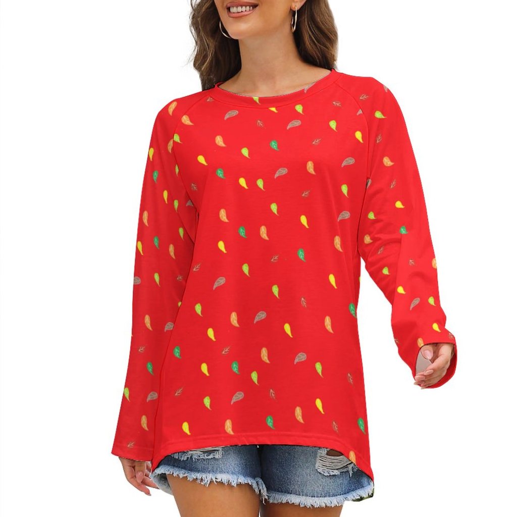 (G)Custom Women's Long Sleeve U-Neck T-Shirts - FL RED