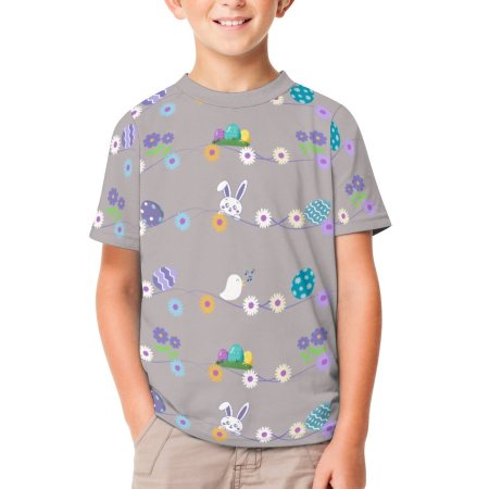 Short Sleeve Kid's T-Shirt - Easter - Grey