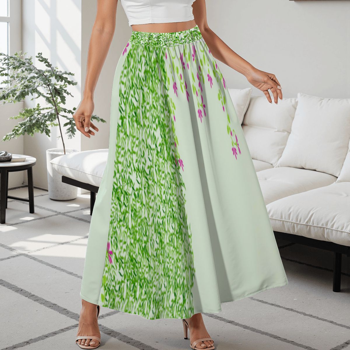 (GI) Floral Designer Skirt - Pale Green -1 - Image 5