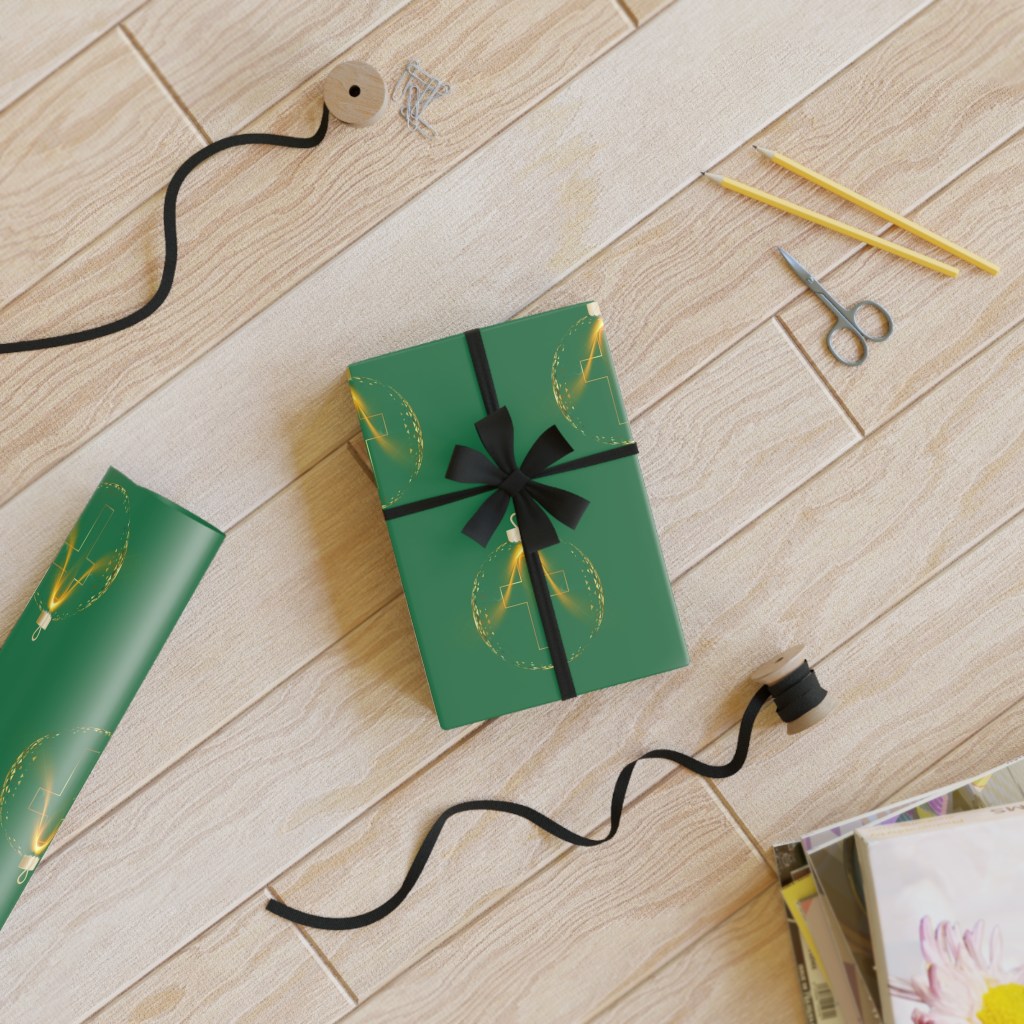 Elegant Green Gift Wrapping Paper Roll -05