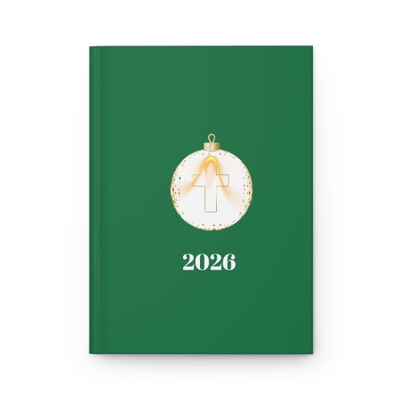 Hardcover Journal with Festive Ornament Design - Green