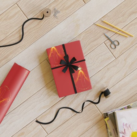 (I) Elegant Red Festive Gift-Wrapping Paper Roll 06