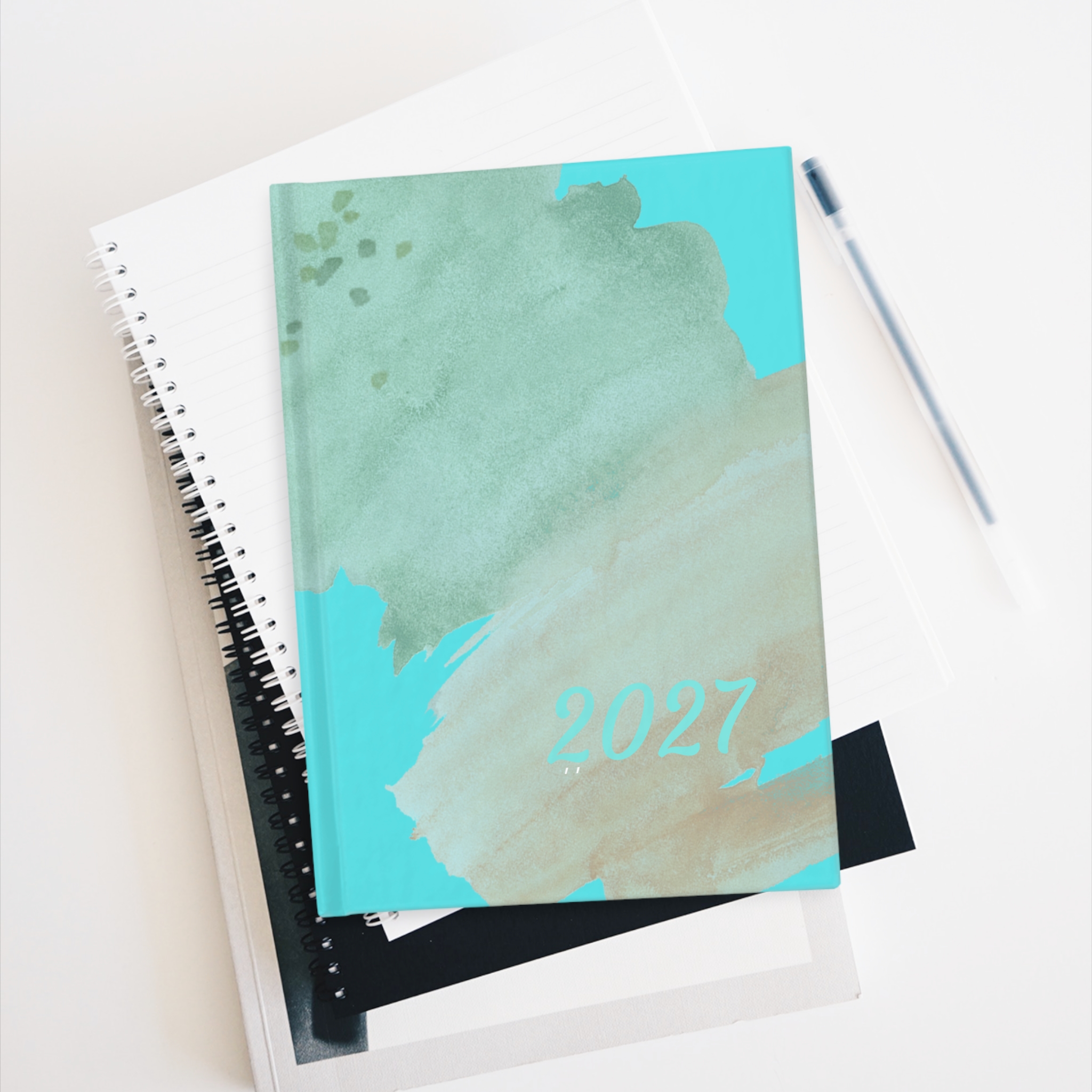 Chic Abstract Design 2027 Journal - Sea blue watercolor - Image 3