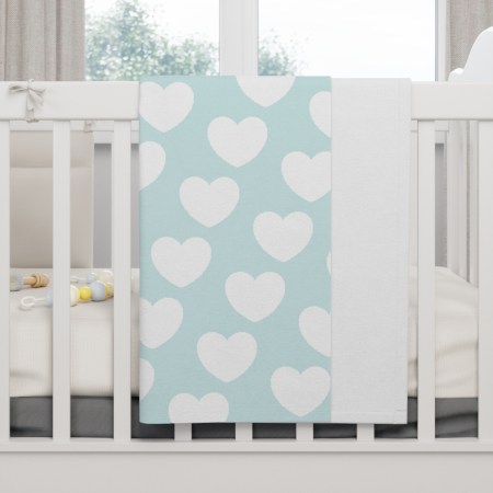 Heart Patterns - Blue - Baby Blanket