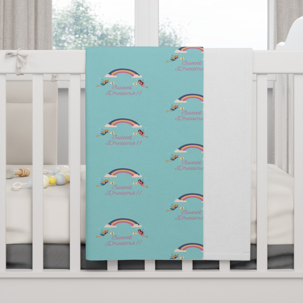 Sweet Dreams Baby Blanket (Blue) - Soft Fleece Blanket for Newborns and Infants