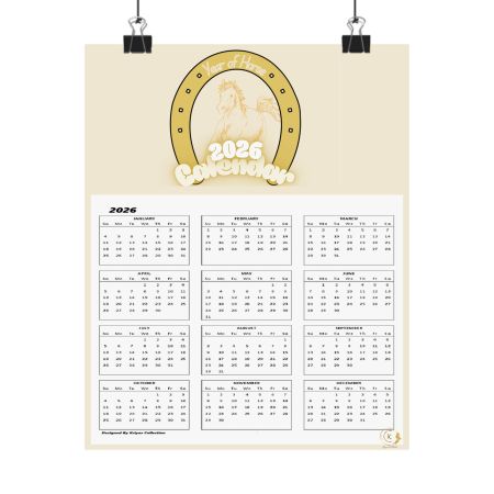 2026 Beige Calendar Poster — Year Of Horse 2026